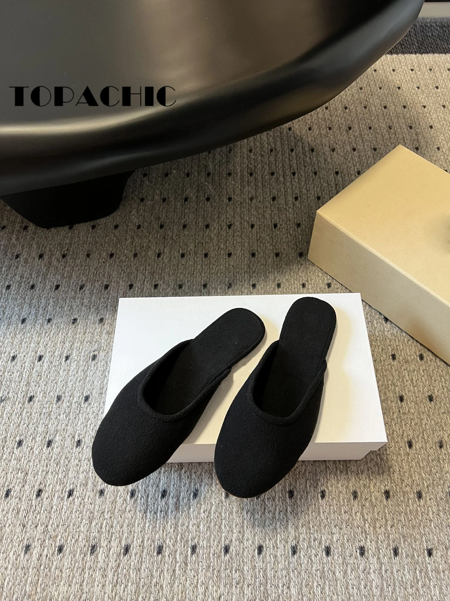 4.9 TOPACHIC Fashion Low Heel Vintage Mules Slippers Women Simple Soft Sheepskin Comfortable Outside Casual Slippers