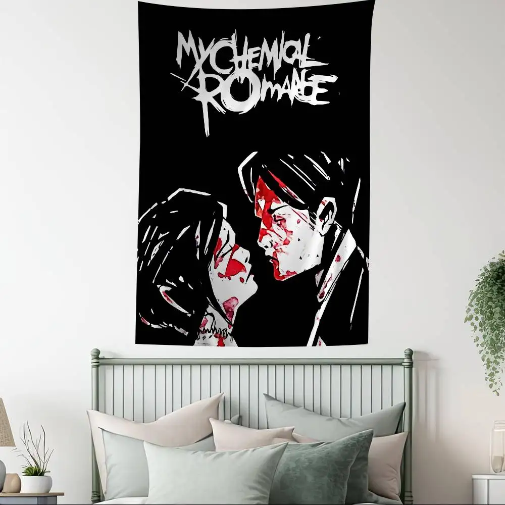 My Chemical Romance Band Anime Tapestry Hanging Tarot Hippie Wall Rugs Dorm Home Decor