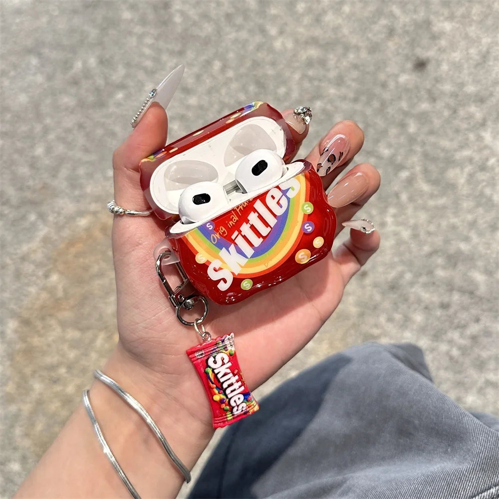 Cute red rainbow headphone case suitable for Apple Airpods 4 3 Pro 2-Lid Charm Silicone Earphone Charging Case suitable for Airp - Image 6