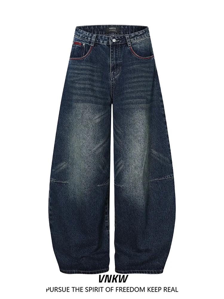 

Ретро-джинсы в американском стиле, широкие, свободного кроя, с вышивкой крестиком, унисекс, универсальные, длинные брюки