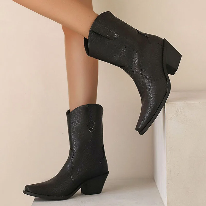 

Осенние женские ботинки, женская обувь, женские повседневные зимние ботинки на массивном каблуке с острым носком, короткие современные ботинки «Челси», Botas WSH5438