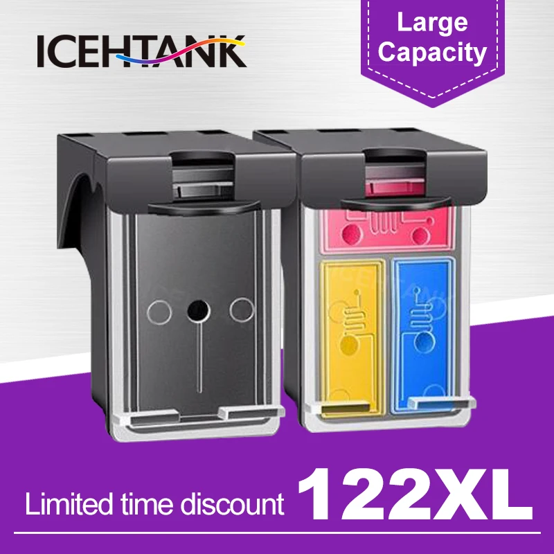 ICEHTANK-Cartucho de tinta recarregável, substituição CISS para HP, 122, HP122, Deskjet 1000, 1010, 1012, 1050, 1051, 1510, 2050, 2540