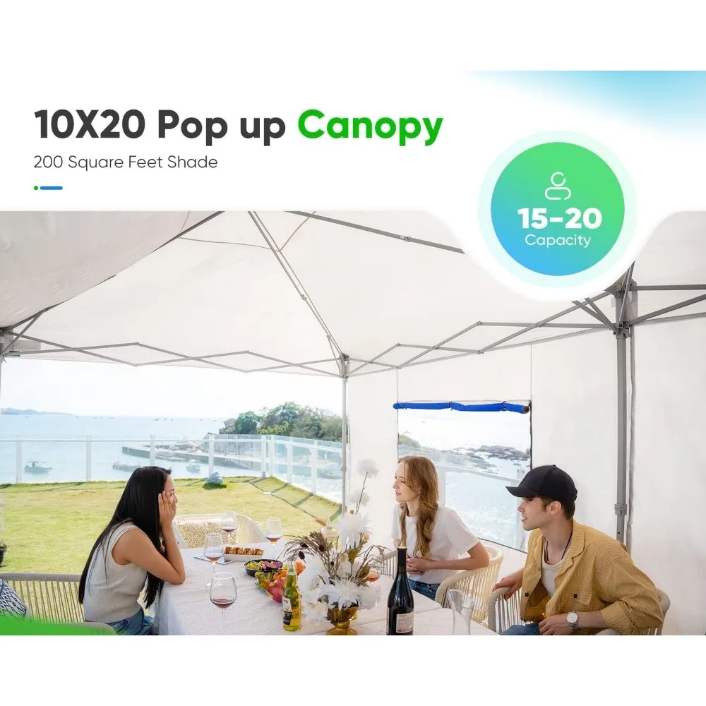 Privacy 10x20 ft EZ Pop up Canopy Tent Instant Folding Party Tent Gazebo with Sidewalls & Roller Bag 100% Waterproof-6