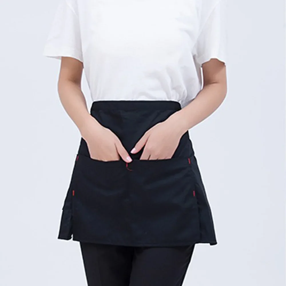 2024 Server Apron Waiter Waitress Tip Waist 2 Pocket Restaurant Coffe Dessert Shop Aprons Kitchen BBQ Cooking Hairdresser