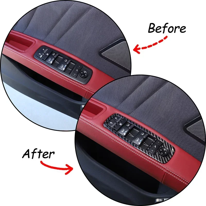 For 2014-2022 Maserati Ghibli Quattroporte soft carbon fiber car styling car glass lift button frame sticker car accessories