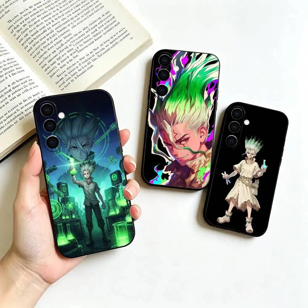 D-Dr S-STONE S-Senku I-Ishigami-DSSI Soft Silicone phone Case for Samsung Galaxy A73//A72/A70/A53/A52/A51 - Black