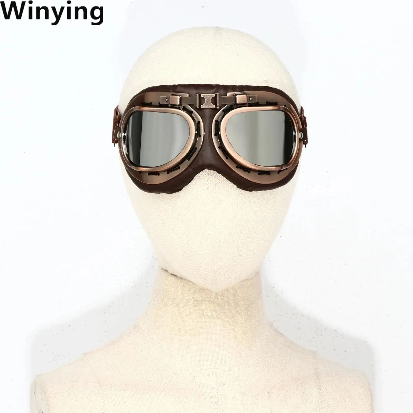 Unisex Men Women Retro Aviator Pilot Style Windproof Sports Motorcycle Goggles Eyewear with Elastic Straps