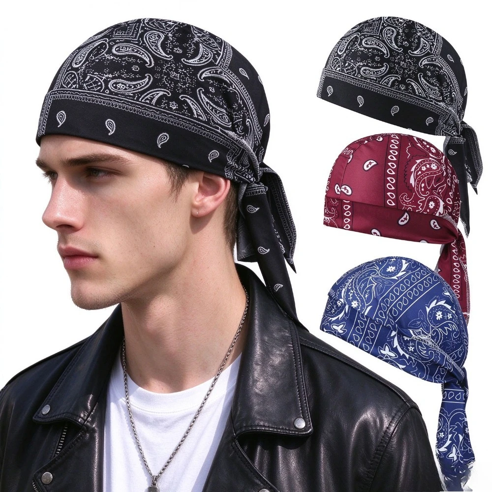 Digital Print Cashew Pattern Pirate Bandana Hat Multi-color Outdoor Cycling Hip-hop Hat for Street Dance
