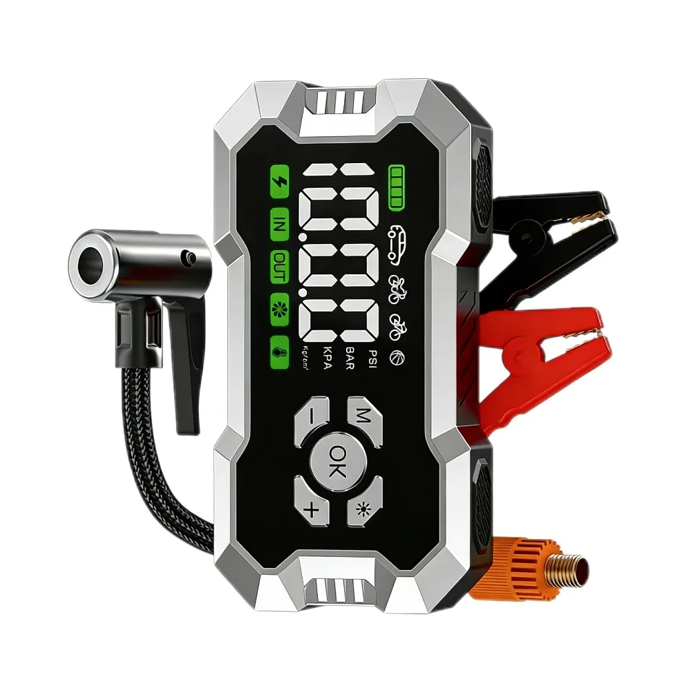 

12V Automotive Battery Jump Starter and Tire Inflator 4000A Splitter Car Universal Starter Auto Booster Portable Power Station