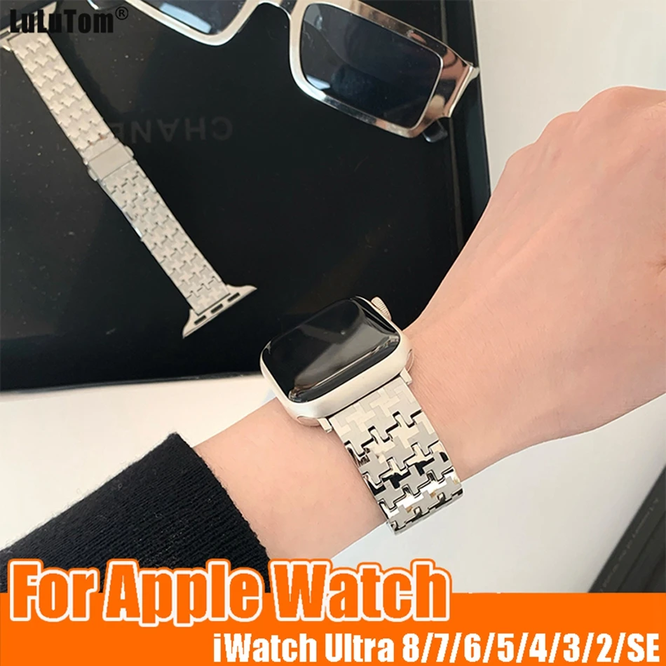 Stainless Steel Strap For Appple Watch Band Ultra 49mm 38/40/41mm 42/44/45mm Couple Models Iwatch Series 8 7 6 5 4 3 SE Bracelet