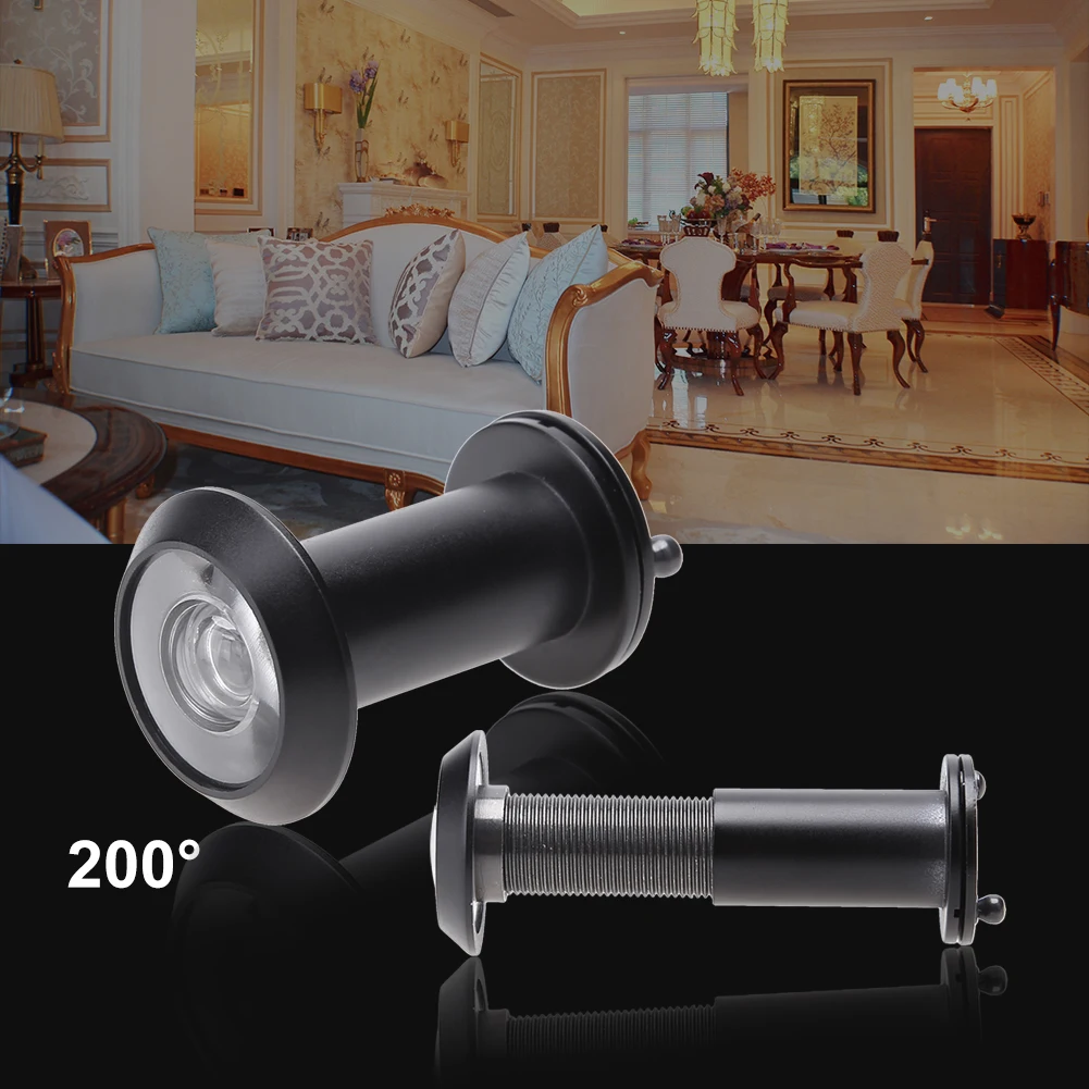 200 Degree Wide Viewing Peephole Copper with Cover Door Eye Viewer Lightweight Glass Lens 16mm for Furniture Hardware Tools