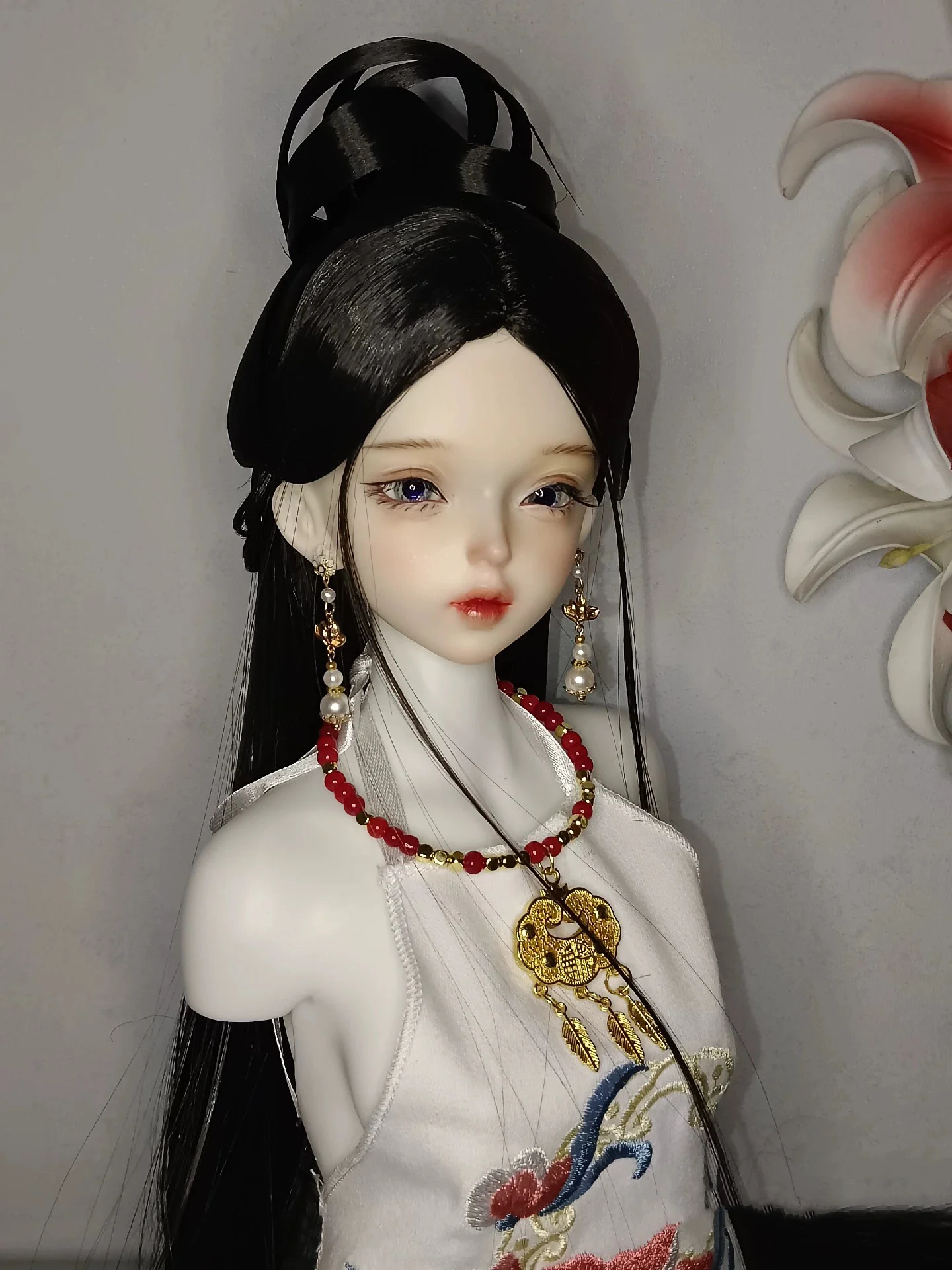 Peruca antiga fantasia BJD para meninas, fada hanfu chinesa, cabelos longos, perucas retrô para BJD, SD, MSD, SD13, SSDF, acessórios para bonecas, C2405, 1/4, 1/3