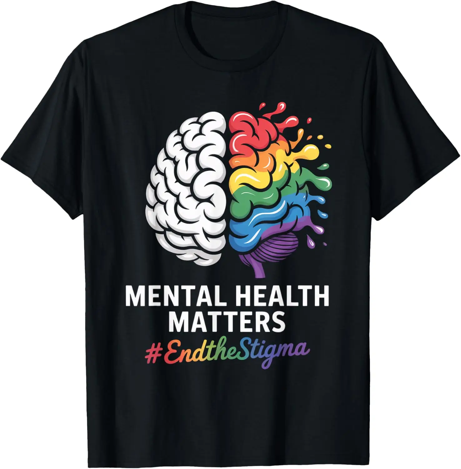 Mental Health Matters End The Stigma T-Shirt 100% Cotton Trendy Y2K Short-Sleeve Tee – Soft, Quick-Drying, & Moisture-Wicking; Ideal for Sports or Casual Wear; Great Gift for Christmas or Halloween.