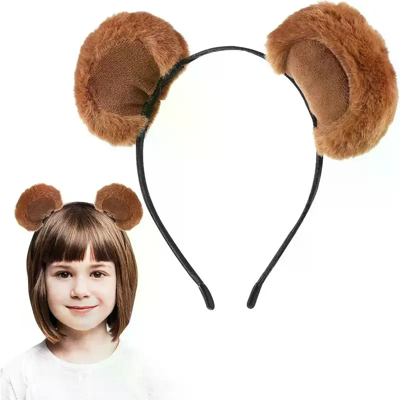 

1 шт. плюшевые повязки на голову с медвежьими ушками — мягкие и очаровательные, аксессуар унисекс для повседневного использования, вечеринок, косплея, идеальный подарок для всех возрастов