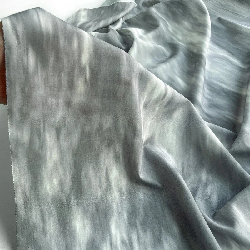 Tie Dye luz hielo seda gris blanco camisa vestido ropa diseñador tela alta calidad Material DIY Alibaba Express