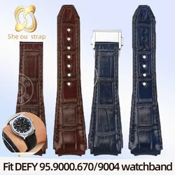 22mm 23mm Crocodile Skin Watch Strap For ZENITH DEFY 95.9000.670/9004 BUGATTI BG8601 Black Blue Brown Leather Watch band