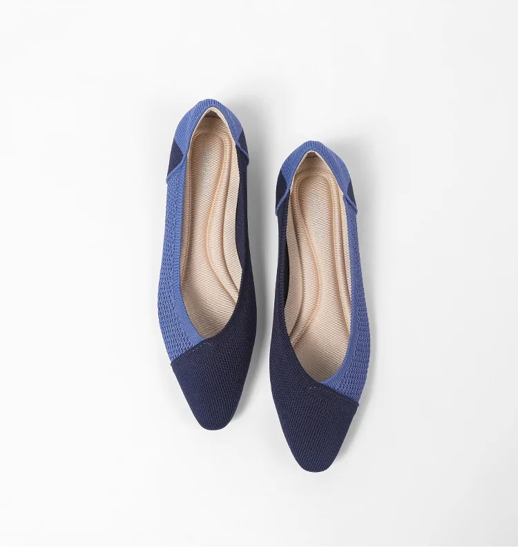 

Женские тканые лоскутные вязаные туфли на плоской подошве Maggie's Walker, весенняя повседневная обувь с острым носком и неглубоким носком, размер 35–40