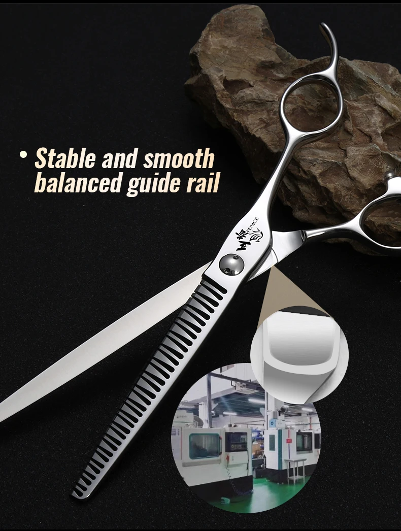 Fenice 7/7,5 Zoll VG10 Stahl 3D Farbverlauf Traceless Hundepflege Natürliche gebogene Chunker-Schere Lagerschrauben Haustierschere 70 % – Detail 10