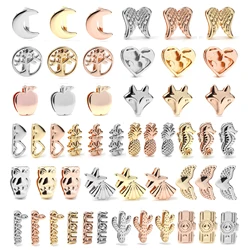 dinglly 5Pcs Love Map Wing Charm Fit 10mm Stainless Steel Mesh Bracelet Life Tree Beaded Fit Belt Bangle Accessories Beaded