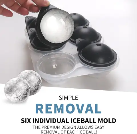 Stor silikonisform med lock, stor isbollsmaskin, rund sfär för whisky/cocktails/bourbon 10 best sales stor isbit - №6