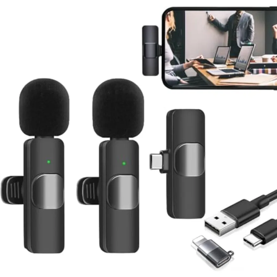 

Wireless Lavalier Microphone for iPhone iPad Android Phone Computer Laptop Wireless Mic PlugPlay 2.4G with Noise Reduction Chip
