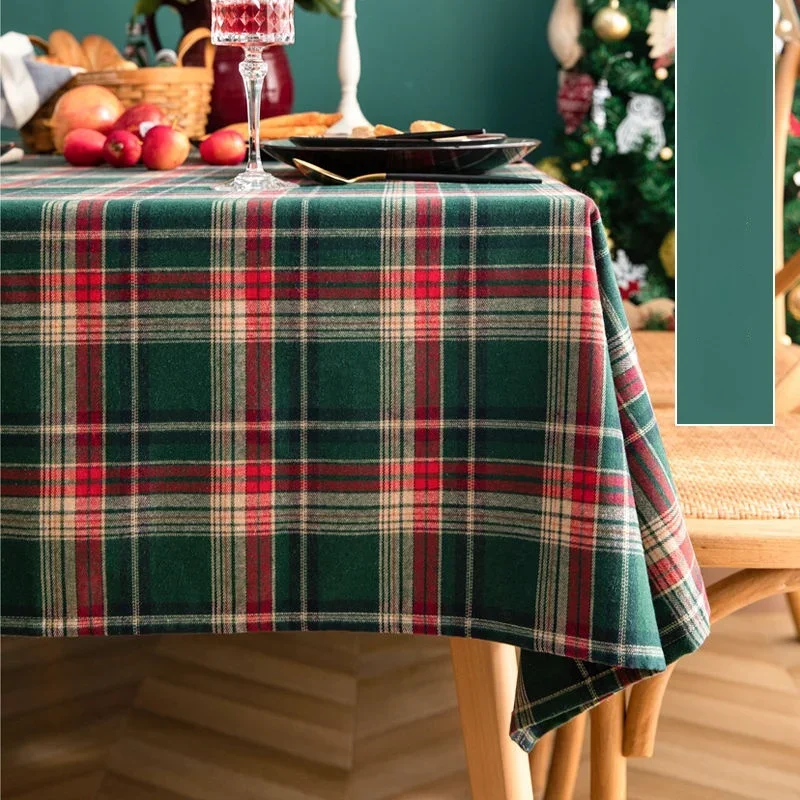 

Table Cloth Rectangular Christmas Green Plaid Tablecloth for Party Dining Tea Table Cover 55 Inch Home Decorative Elegant 140cm