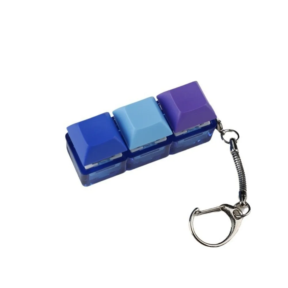 Relaxing DIY Keyboard Fidget Keychain Keys Button Relief Stress Clicker Toy 3 Keys Keycap Pinch Toy Adult