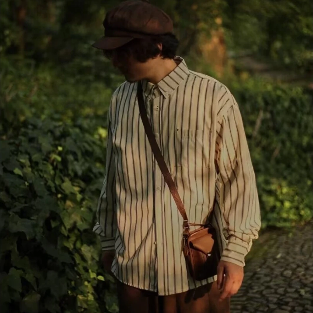 Autunno di grandi dimensioni 300 Pou New Sle da uomo Casual a righe irt Long Sve Loose Fit Faionable American Sle Top