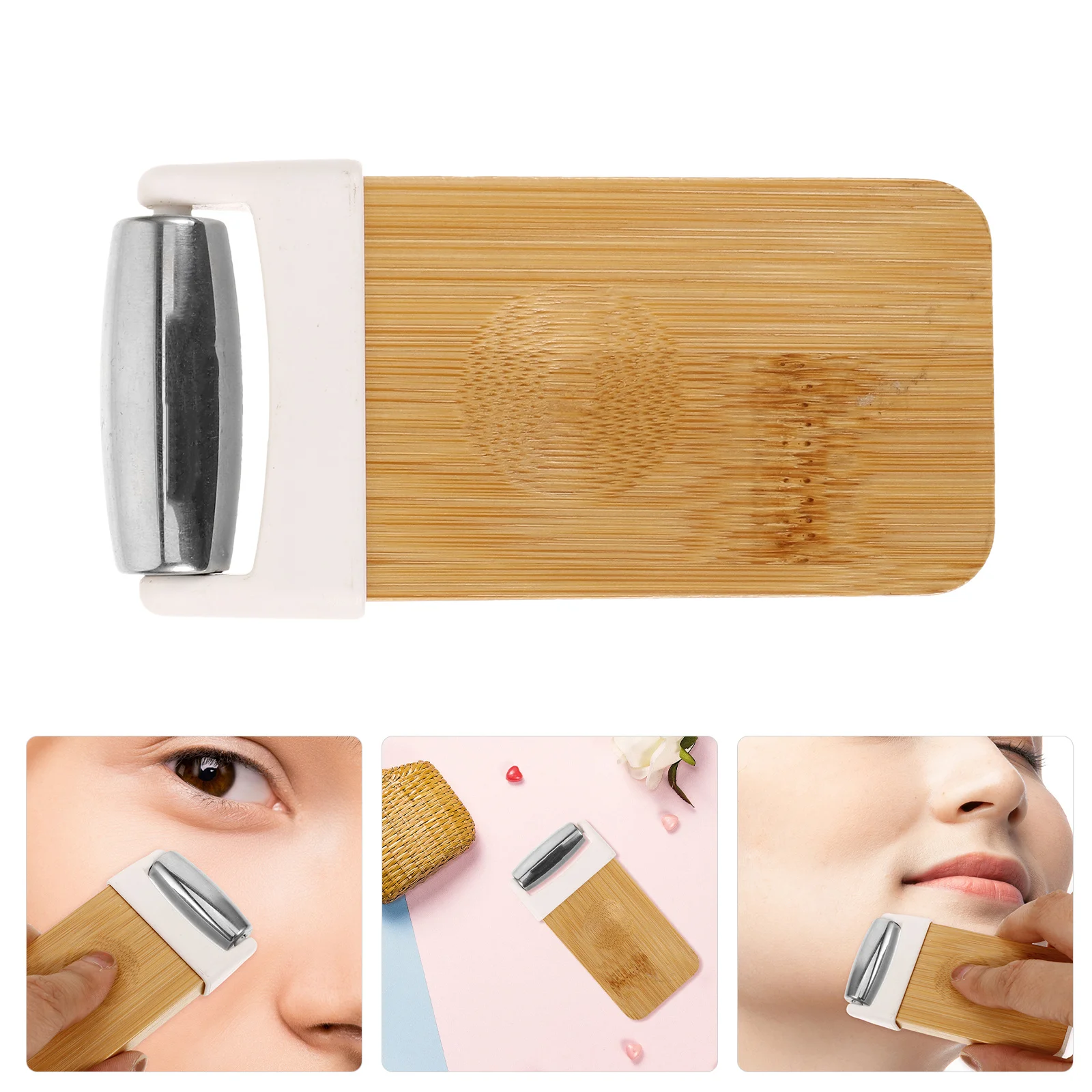 Rolo facial de madeira para cuidados com a pele, ferramenta de massagem ocular, rolo de beleza portátil para mulheres, ferramentas faciais gua sha, rosto