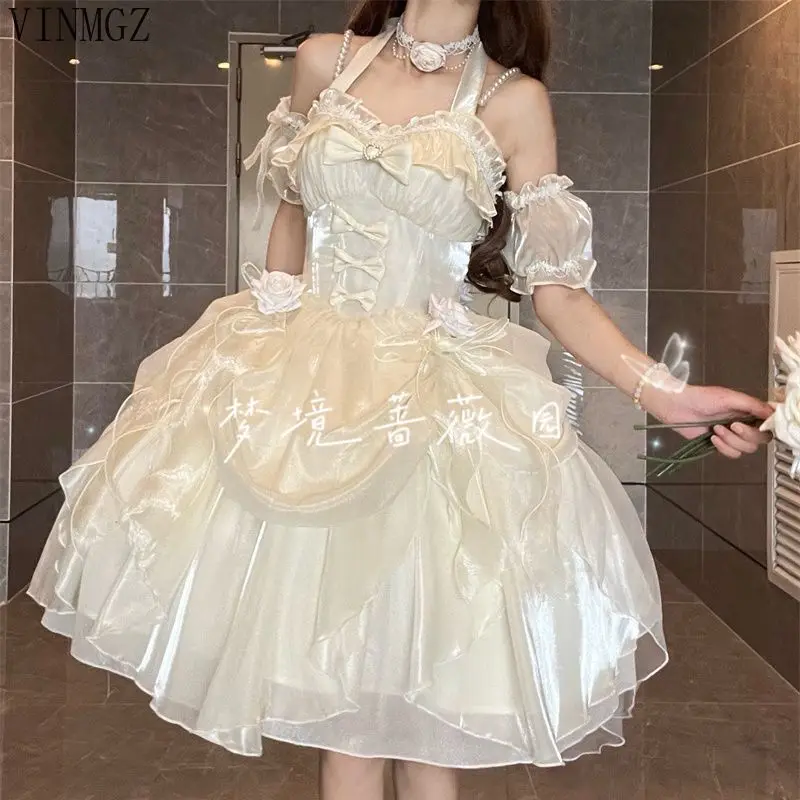 

Green New French Princess Fairy Ballet Elegant Waist Fairy Skinny Suspender Short Dress Lolita