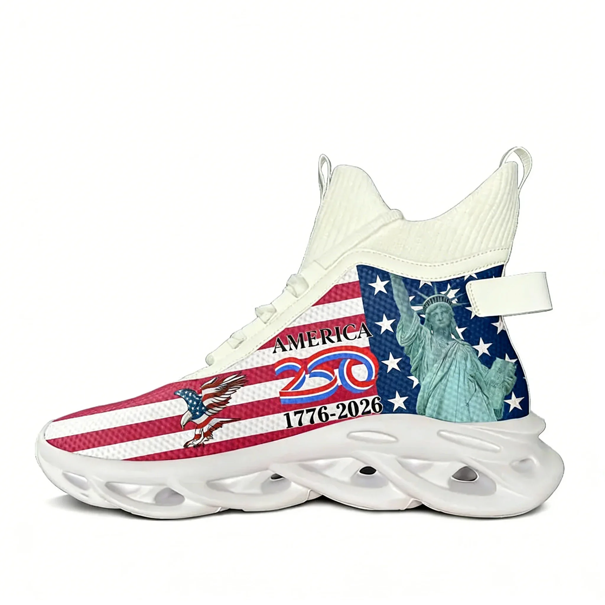 

America 250th Anniversary 1776-2026 High Top Running Shoes Mens Womens Casual Sneaker Custom Elastic Durable Sole Shoe White