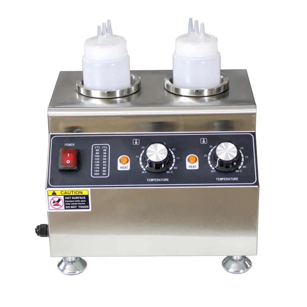 

Commercial Chocolate Heater Sauce Warmer Electric Stainless Steel double Bottles Soy Jam Heater Filling Machine