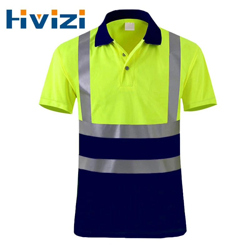 

Hi Vis Viz T Shirt Polo High Visibility Reflective Top Workwear Short Sleeve Security Safety Clothing Workwear