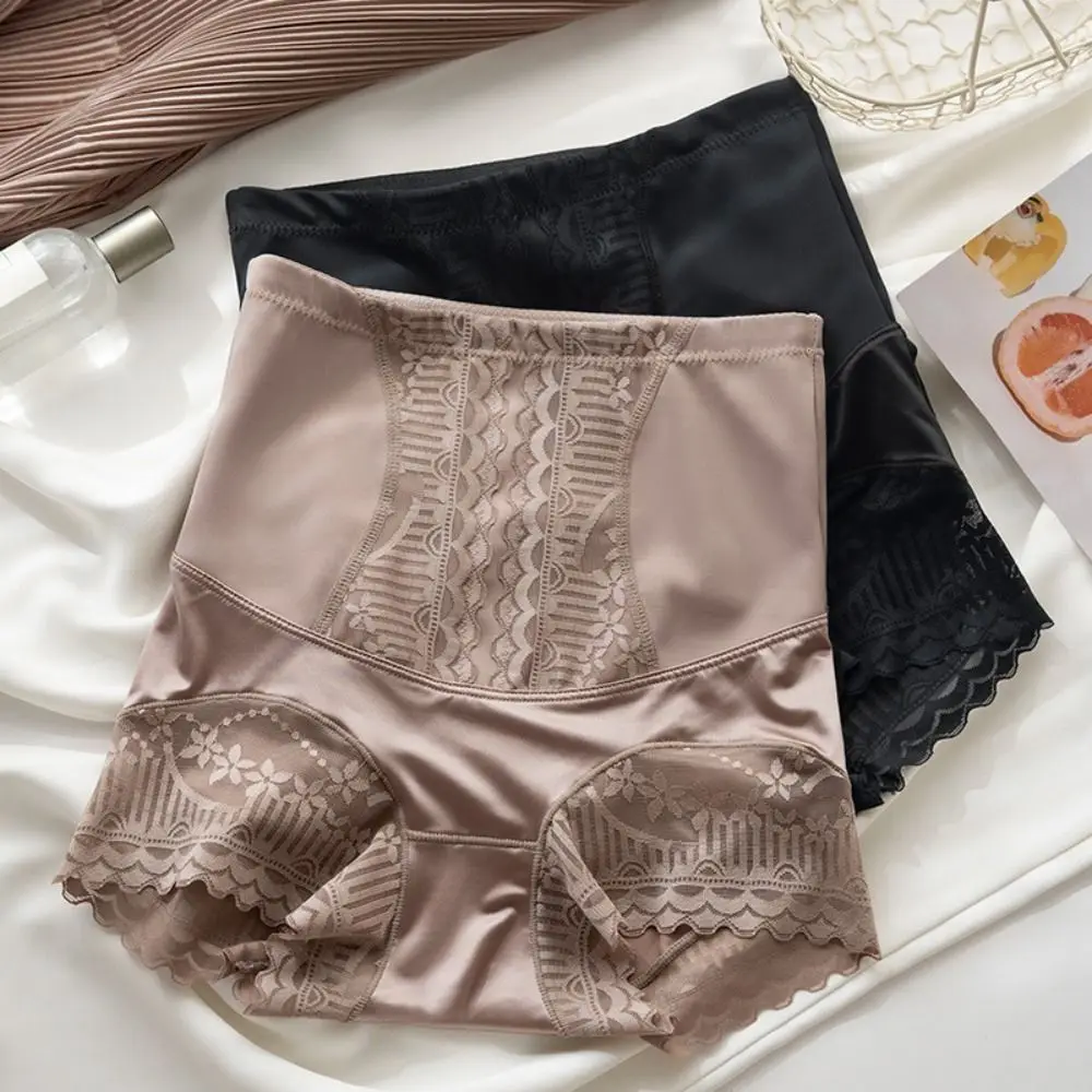 Sweet Lace Flower Slimming Shapewear Ice Slik High Waist Body Shaping Underpants Briefs Shapers Butt Lifting Panties Lady