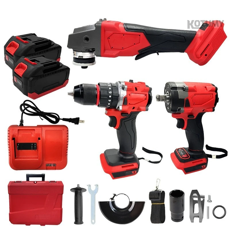 

Portable Lithium Battery Brushless Power Tools Electric Drill Grinder Impact Wrench Combination Set