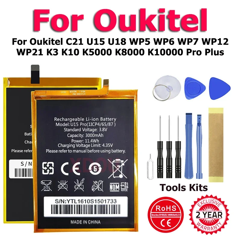 K3Plus K10 S73 S75 S76 S80 S90 S86 S105 Battery For Oukitel C21 U15 U18 WP5 WP6 WP7 WP12 WP21 K3 K10 K5000 K8000 K10000 Pro Plus