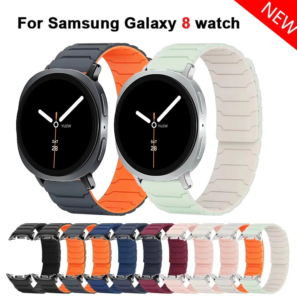 삼성 갤럭시 워치 8 스트랩 44mm 40mm 액세서리용 마그네틱 밴드 실리콘 루프 팔찌 코레아 갤럭시 워치 8 클래식 46mm