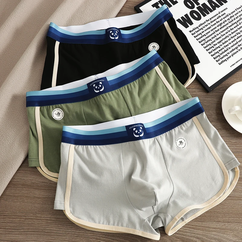 3 упаковки мужского нижнего белья, мужские боксеры, молодежные спортивные шорты, дышащие хлопковые модные боксеры, индивидуальные мужские трусы, трусы