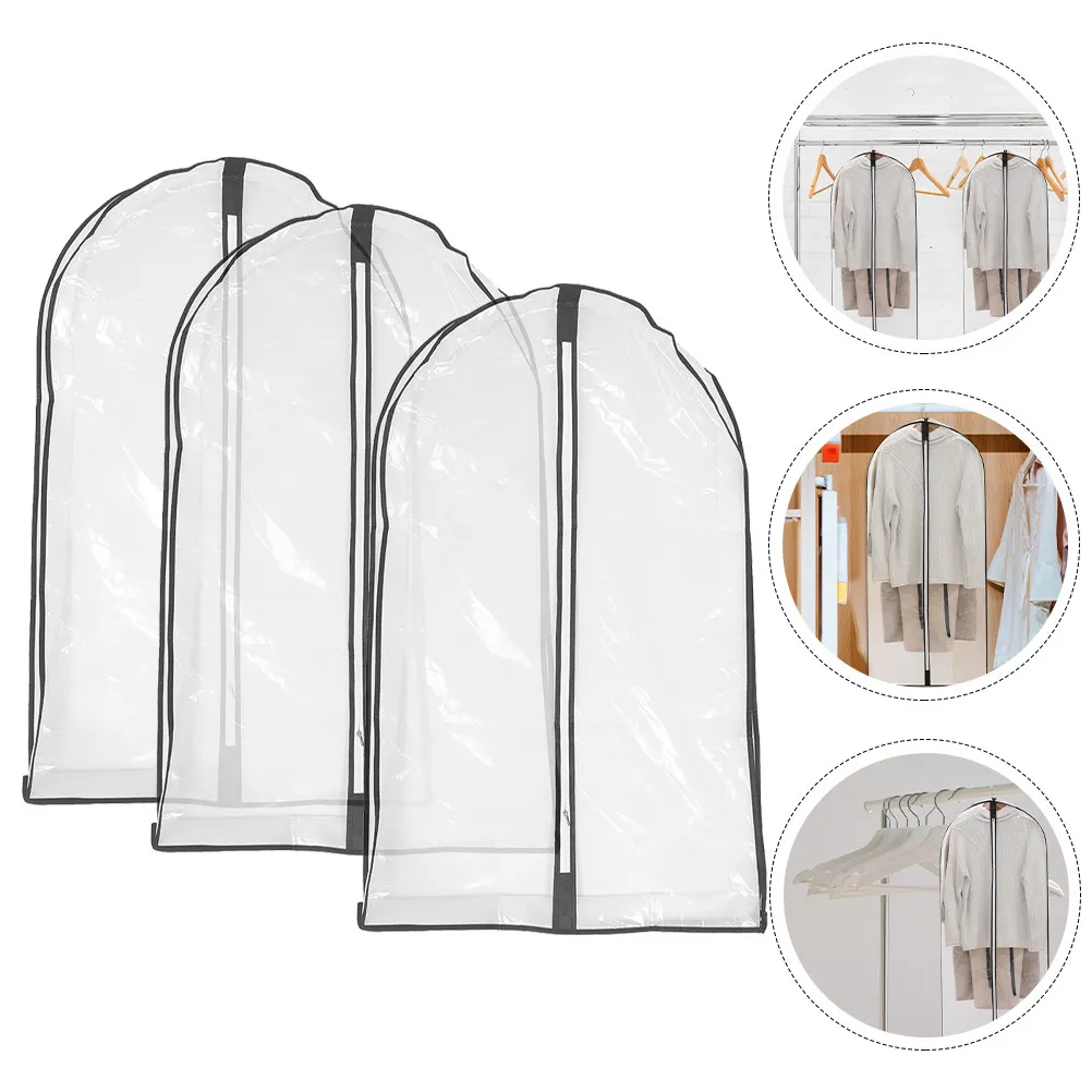

3 шт. многоразовые пылезащитные чехлы для одежды: для костюмов, платьев, пальто. Легкие подвесные мешки для хранения в гардеробе.