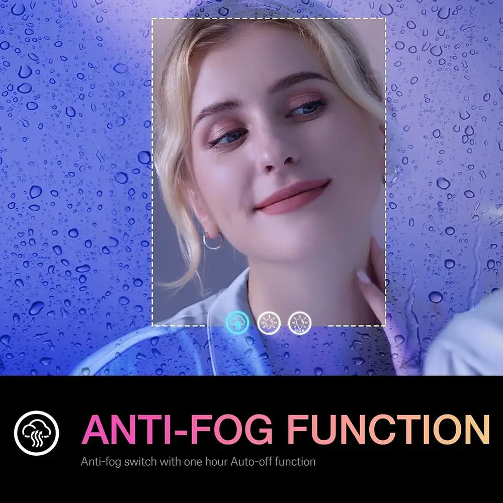 مرآة حمام مثبتة على الحائط LED مقاس 20 × 28 بوصة مع إضاءة أمامية مضادة للضباب وRGB #5