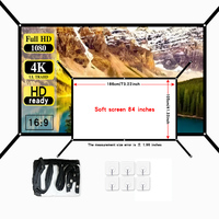 New projection screen 84 inches. Hanging hole extension. Easy to install. Extended hanging holes are better for hanging.