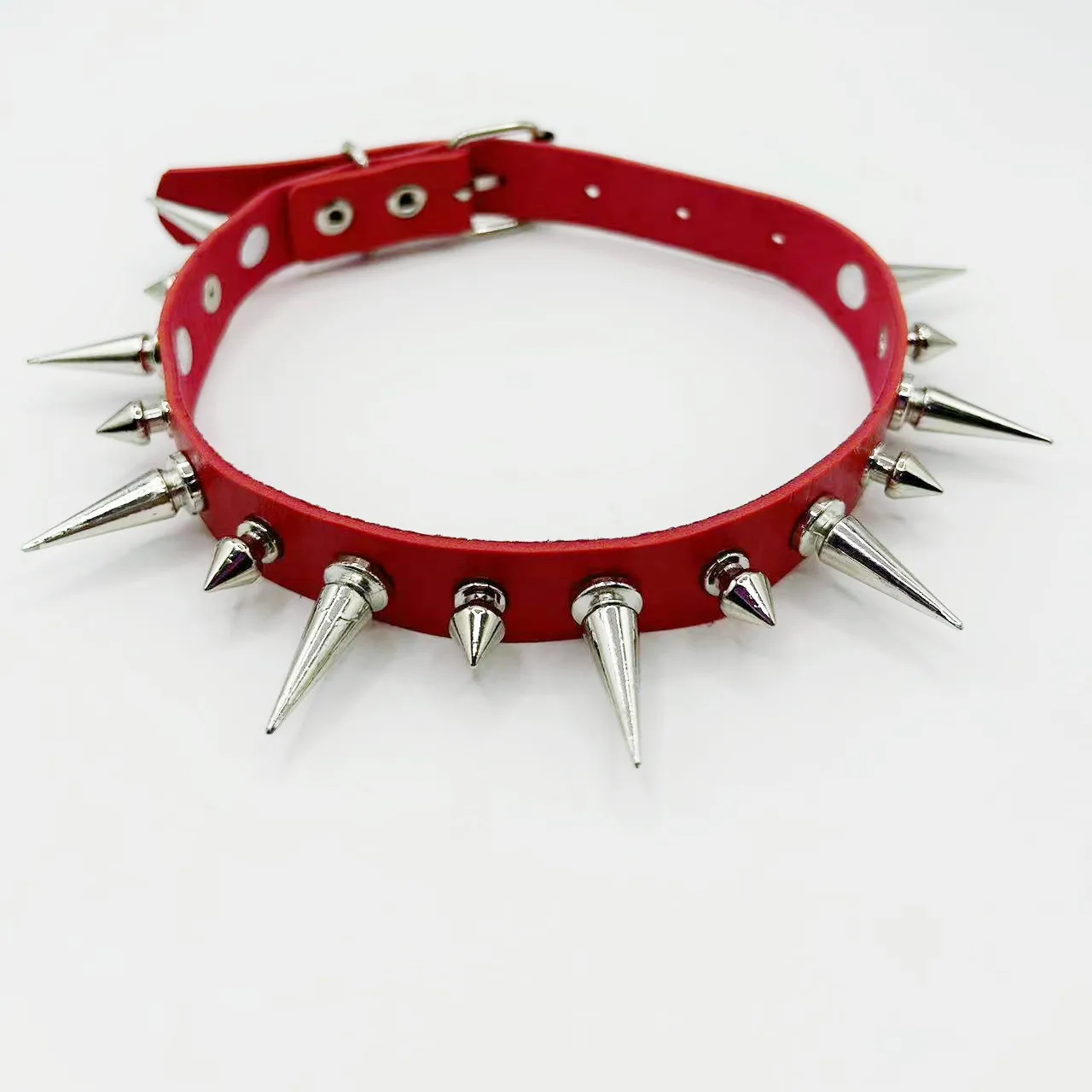 Damen-Gürtel, Punk, Gothic, sexy, schwarz/rosa/weiß/lila, mit Stacheln, aus Kunstleder, Y2K-Halskette, geeignet für Damen, für Partys. – Detail 8