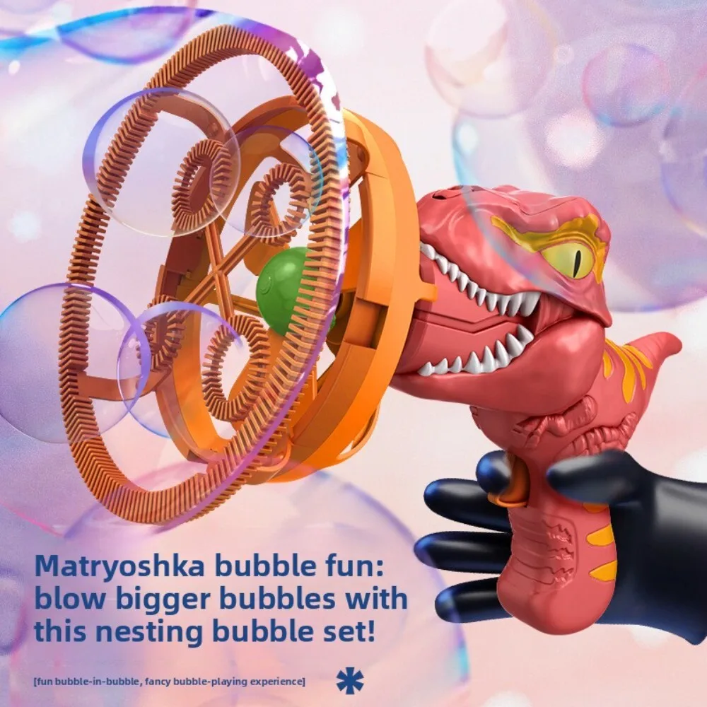 Dinosaurier-Shooter-Handblasenmaschine für Kinder im Freien, Sommerspielspielzeug, lustiges Aktivitätsgeschenk für Kinder im Alter von 3, 4, 5, 6, 7, 8 Jahren