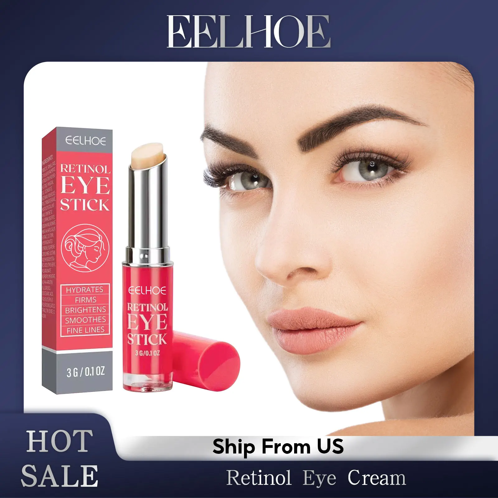 EELHOE Retinol Eye Cream Lightening Dark Circles Firming Skin Lifting Eye Repair Serum Stick Anti-Wrinkle Moisturizing Eye Care