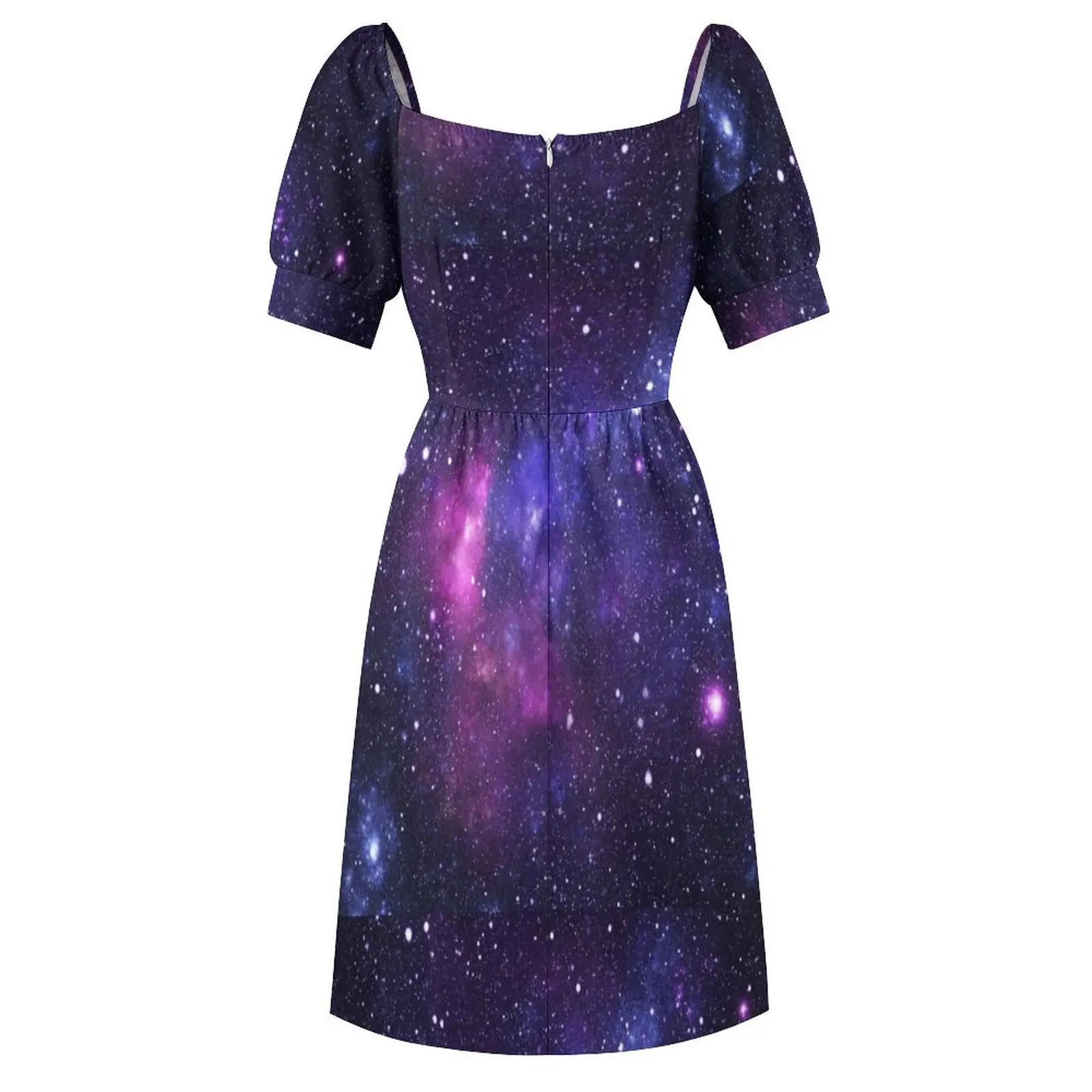 Vestido morado de manga corta con estrellas de la nebulosa y galaxia, vestido largo para mujer, ropa de verano para mujer 2025