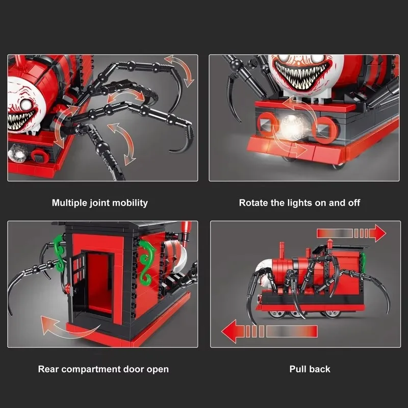 MOC Horrors – ensemble de blocs de construction choo-choo Charles, figurines d'animaux de Train araignée, jouets en briques pour enfants, cadeaux d'anniversaire