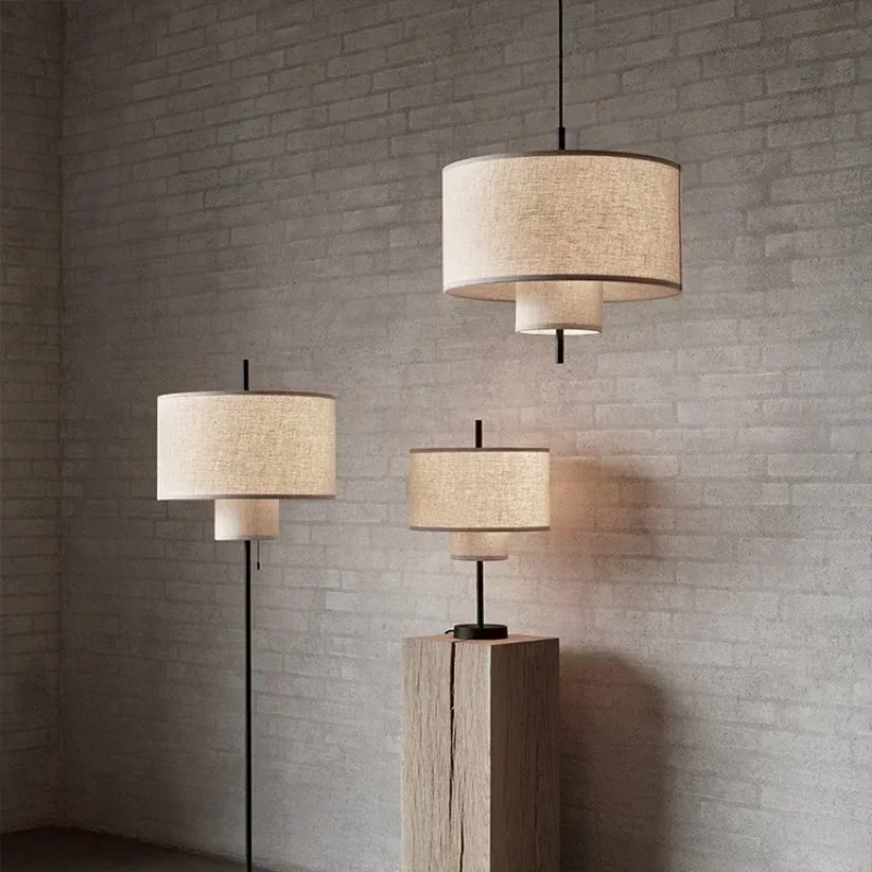 

Japanese Wabi Sabi Fabric Pendant Lights Living Room Bedroom Restaurant Teahouse Home Decoration LED Hanging Lamps Luminaires