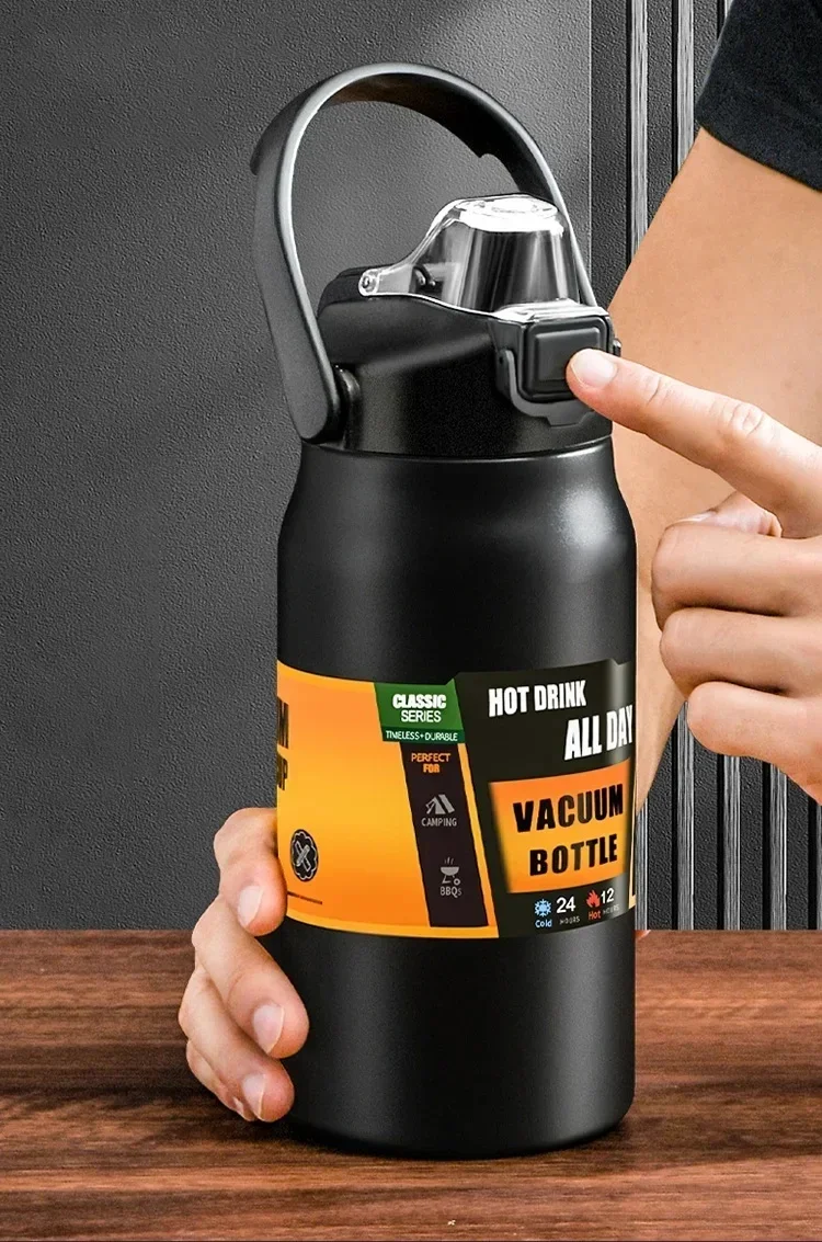 

304 Portable Thermos with Straw Stainless Steel Thermal Mug Tumbler Coffee Cup Sports Vacuum Flasks Cold and Hot Water Bottle