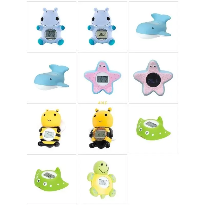 الأسرة 2 في 1 درجة حرارة درجة حرارة حمام الأطفال ، مقياس درجة حرارة الماء التفاعلية آمنة #5