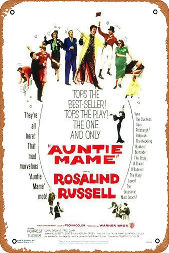 Y1,Metal Tin Sign  - Auntie Mame, 1958 Poster Metal Plaque Cafe, Bar, Home Wall Decor-aluminum